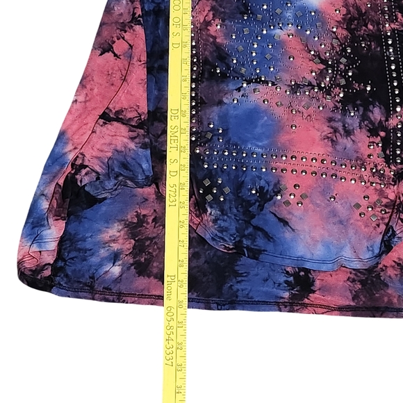 VOCAL Tunic Top Womens Small Purple Blue Pink Tie Dye Studded Boho USA Fairy Y2K - Picture 11 of 14